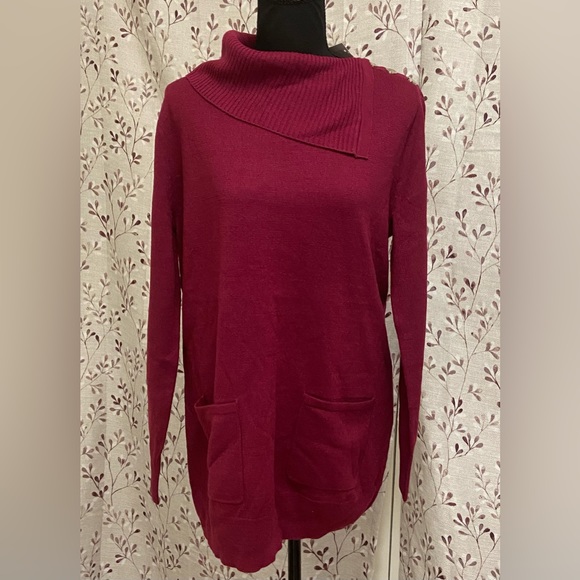 New York & Company - Button-Detail Cowl-Neck Tunic Sweater (NWT) - Picture 1 of 5